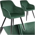 tectake&reg; 2er Set Esszimmer Stuhl, Esszimmerst&uuml;hle mit Sitzfl&auml;che aus Samt,