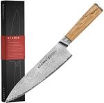 KLAMER Damast Chefmesser 20cm, extra scharfes K&uuml;chenmesser, echter japanischer