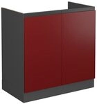 Vicco Sp&uuml;lenunterschrank R-Line, Rot, 80 cm J-Shape, ohne Arbeitsplatte, zur freien