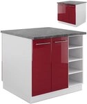Vicco K&uuml;cheninsel Fame-Line, Bordeaux Hochglanz/Wei&szlig;, 90 cm | MDF-Front &middot; 6