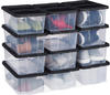 Relaxdays Schuhboxen Kunststoff, 12er Set, stapelbar, durchsichtige Aufbewahrungsbox