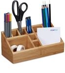 Relaxdays Schreibtischorganizer Bambus, Stiftek&ouml;cher, 10 F&auml;cher, nat&uuml;rliche