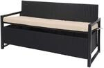 Mendler Poly-Rattan 3er Sitzbank HWC-F39 - anthrazit, Kissen beige