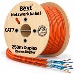 CAT 7 Duplex Netzwerkkabel 250m Reines Kupfer LAN Verlegekabel S/FTP 10Gbit | 100 %