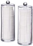 Relaxdays Wattepads Aufbewahrung 2er Set, Acryl, rund, Wattepadspender Deckel, Bad,