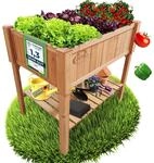 Coemo Hochbeet Holz 120 x 40 x 90 cm mit Ablageboden Fr&uuml;hbeet Pflanztrog