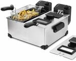 H.Koenig DFX600 Fritteuse aus Edelstahl, Doppelbecken, 2 unabh&auml;ngige Thermostate je