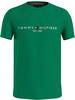 Tommy Hilfiger Herren T-Shirt Kurzarm Tommy Logo Rundhalsausschnitt, Grün (Olympic