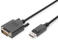 DIGITUS DisplayPort Adapterkabel - DP auf DVI(24+1) - Full-HD - 5m - Verriegelung,
