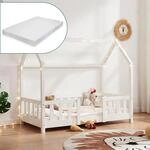 [en.casa] Kinderbett Sisimiut mit Matratze 70 x 140 cm Hausbett Montessori mit
