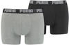PUMA Herren Basic Boxer Shorts, Dunkelgrau Melange / Schwarz, XL EU, 2er Pack
