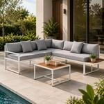 Juskys Gartenm&ouml;bel Lounge St. Tropez - 4 Personen Sitzecke - Set mit Tisch,...