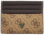 GUESS Leder Kartenhalter Mito Card Case Beige/Brown braun