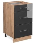 Vicco K&uuml;chenunterschrank Fame-Line, Anthrazit Hochglanz, 50 cm