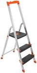 SONGMICS Leiter mit 3 Stufen, Aluleiter, 12 cm breite Stufen mit Riffelung,