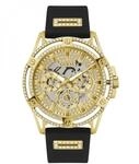 Guess King Herren Armbanduhr, Edelstahl, 40 mm, Silikonarmband, Schwarz, 5 bar,
