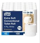 Tork extra weiches Kleinrollen Toilettenpapier Wei&szlig; T4, Premium, 4‑lagig, 42&times;150