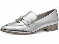 MARCO TOZZI Damen Loafer mit Absatz Elegant Bequem, Silber (Silber), 37 EU