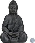 Relaxdays XL Buddha Figur sitzend, 50 cm hoch, Feng Shui, Outdoor, Garten Dekofigur,