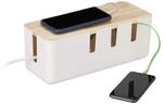 Relaxdays Kabelbox gro&szlig;, f&uuml;r Steckdosenleiste, Kunststoff & Holz, Kabel verstecken,