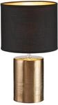 Fischer & Honsel Tischleuchte, Bronz | bronzefarben antik| Stoffschirm| schwarz