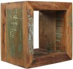 FineBuy Beistelltisch KALKUTTA 45 x 45 x 35 cm, Massivholz Cube Tisch f&uuml;r