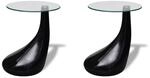 vidaXL 2X Beistelltisch runde Glasplatte Hochglanz Schwarz Couchtisch Tisch