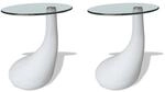 vidaXL Couchtische 2 STK. mit Runder Glasplatte Hochglanz Wei&szlig;
