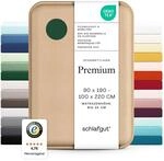 schlafgut Premium Spannbettlaken 90x200 cm Bio-Baumwolle, Green Deep