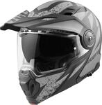 Bogotto FG-102 Safari Fiberglas Enduro Klapphelm Helm, schwarz matt/grau, XL