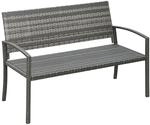 Outsunny Gartenbank Polyrattan 2-Sitzer UV-Best&auml;ndig 122x60x85cm Grau