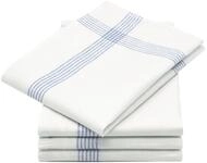 ZOLLNER 4er Set Geschirrt&uuml;cher, K&uuml;chent&uuml;cher, 50x70 cm, Leinen, wei&szlig; blau
