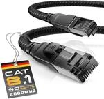 CSL LAN Kabel 5m rund, Cat 8 Netzwerkkabel (5 Meter, schwarz) | 5 m L&auml;nge &middot; 40