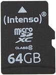 Intenso microSDXC 64GB Class 10 Speicherkarte inkl. SD-Adapter, schwarz