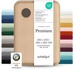 schlafgut Premium Spannbettlaken 140x200 cm Bio-Baumwolle, Sand Deep