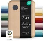 schlafgut Pure Spannbettlaken 140x200 cm Bio-Baumwolle Jersey, Grey Deep