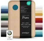 schlafgut Pure Spannbettlaken 140x200 cm Bio-Baumwolle Jersey, Petrol Deep