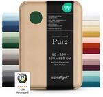 schlafgut Pure Spannbettlaken 90x200 cm Bio-Baumwolle Jersey, Green Deep