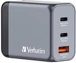 Verbatim GaN Charger 65 W, 3 Ports USB-C Ladeger&auml;t, Power Adapter mit 2 x USB-C und
