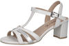 CAPRICE Damen Sandalen mit Absatz aus Leder mit Riemchen, Weiß (White/Silver), 38.5