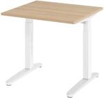 b&uuml;m&ouml; manuell h&ouml;henverstellbarer Schreibtisch 80x80 in Eiche, Gestell in wei&szlig;/alu