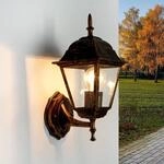 Licht-Erlebnisse Wandlaterne Au&szlig;en Aluminium Glas Schwarz Kupfer IP44 Balkon Garten