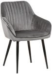 Riess Ambiente Edler Design Stuhl Turin Samt Silbergrau mit Armlehne...