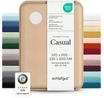 schlafgut Casual Spannbettlaken 120x200 cm 100% Bio-Baumwolle, Sand Light