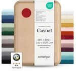 schlafgut Casual Spannbettlaken 120x200 cm 100% Bio-Baumwolle, Red Deep