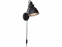 BRILLIANT Lampe Jesper Wandspot Zuleitung und Schalter schwarz korund | 1x A60, E27,