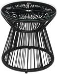 Outsunny Beistelltisch aus PE Rattan mit Glastischplatte 40x40x42cm Schwarz |...