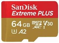 SANDISK - Cards Extreme Plus MICROSDXC 64GB + SD Adapter 200MB/s 90MB/s A2 C10 V3