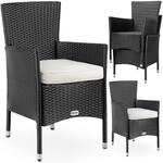 Casaria&reg; Gartenst&uuml;hle 4er Set Polyrattan Stapelbar mit Auflagen 160kg...