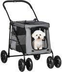 PawHut Hundewagen Faltbarer Hundebuggy Hundetrolley mit Kissen Grau | Katzenbuggy bis